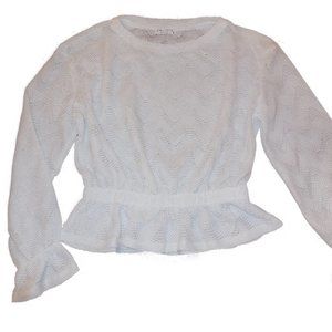 Top Knit NEW White Chevron Long Sleeve Shirt Pullover light weight summer blouse